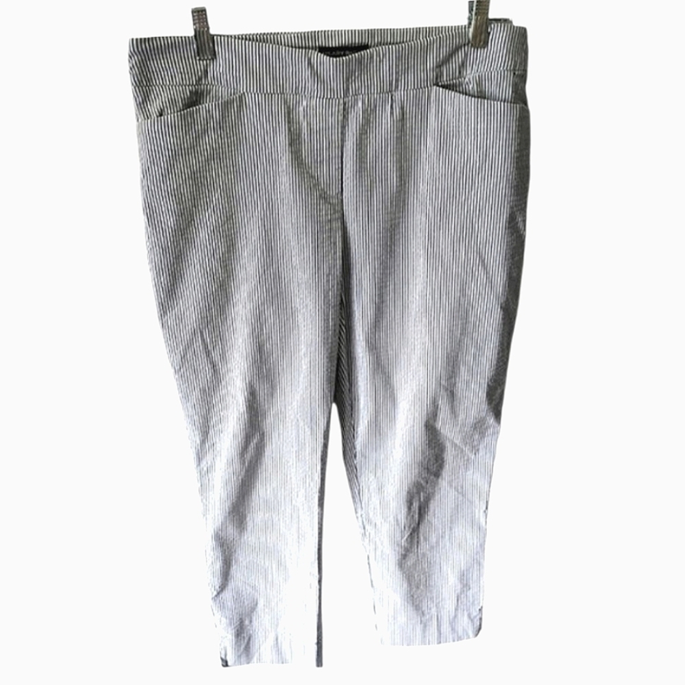 HILARY RADLEY Blue & White striped Cotton blend Cropped Pants Size 14